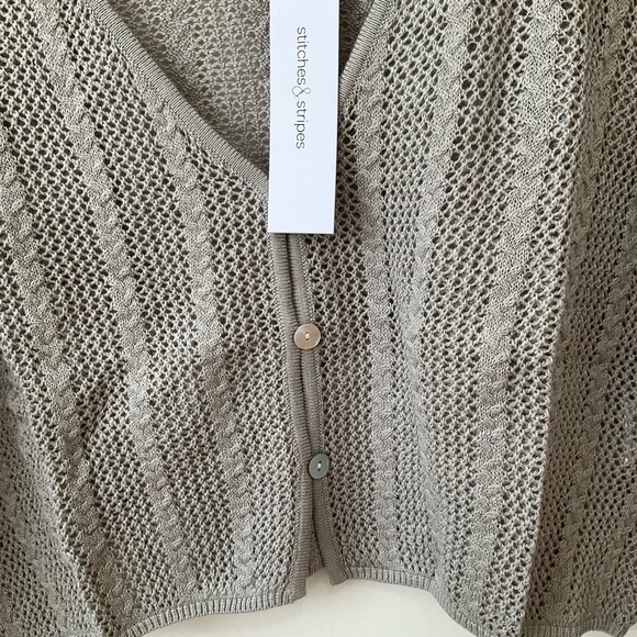 Stitches & Stripes Sweater Womens Medium Sebastian Crop Cardigan Pebble New - Picture 8 of 11